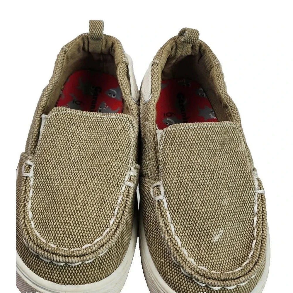 Carter's Tan‎ Canvas Slip On Boat Shoes Toddler Kids Size 6